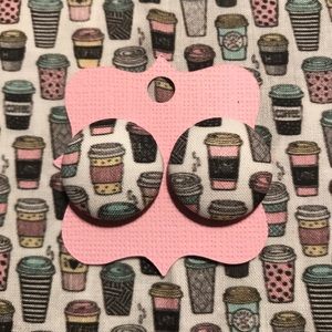 Coffee Cup Button Earrings